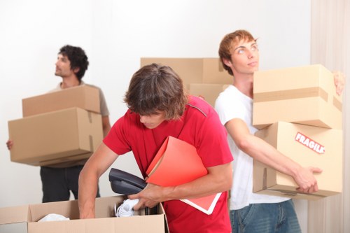 IT equipment being handled during an office relocation