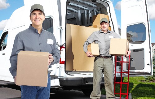 Packed boxes and furniture prepared for transport